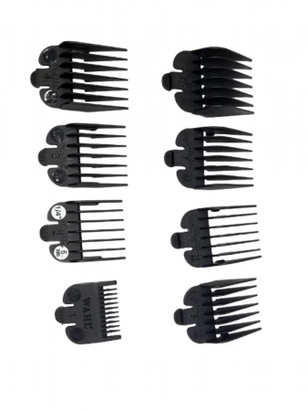 Набор пластиковых насадок для машинок Wahl черный, 8 шт